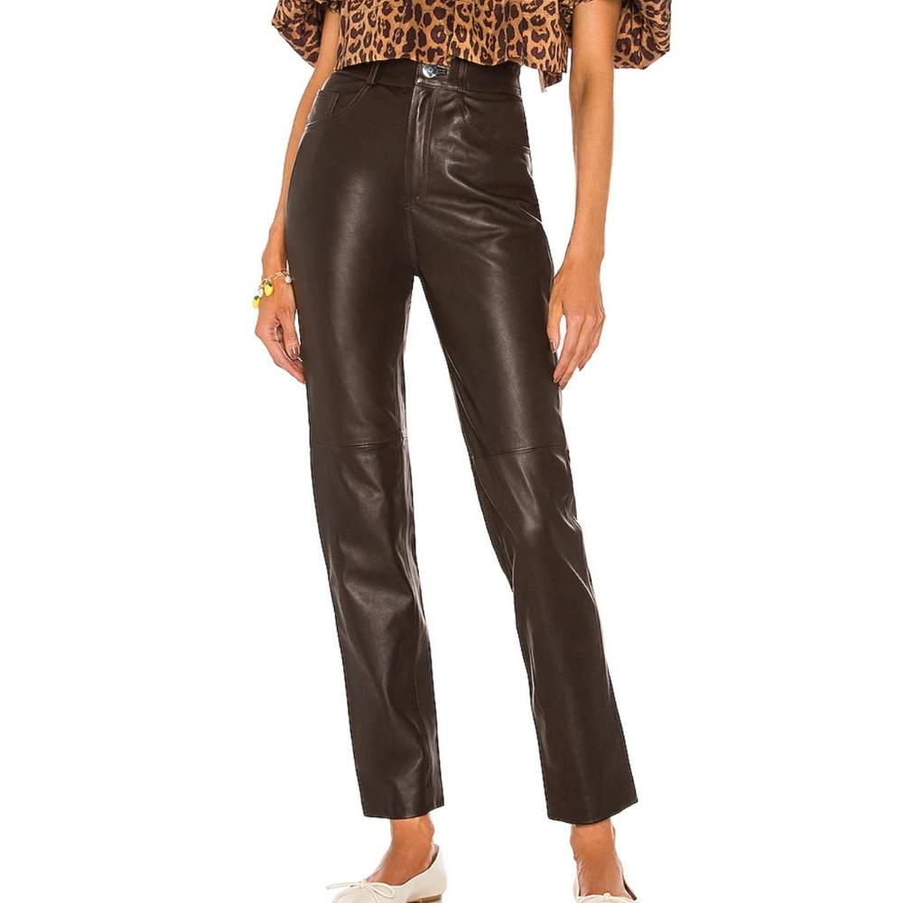 LPA brown leather pants